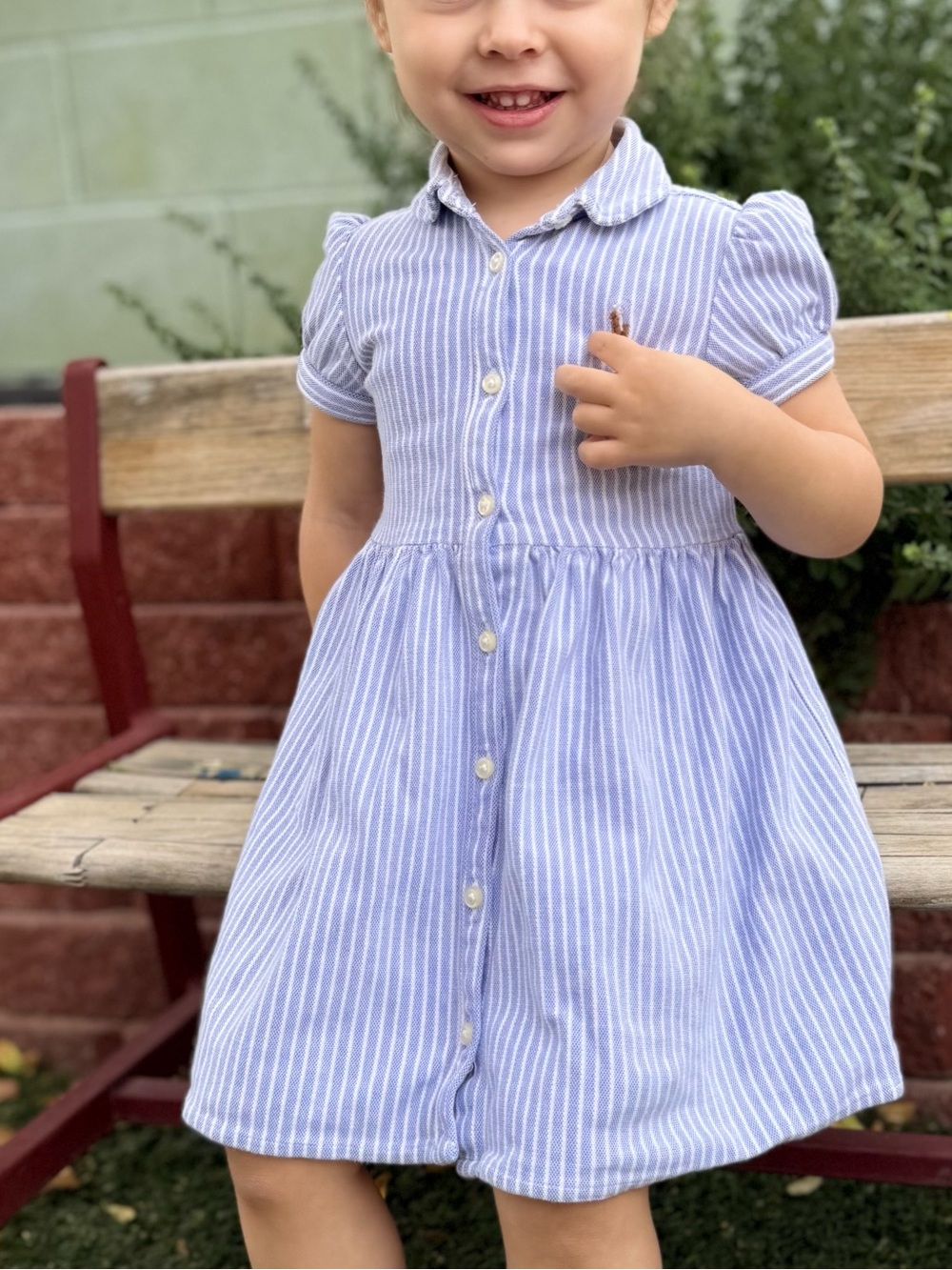 Ralph Lauren Light Blue & White Striped Button-Front Dress